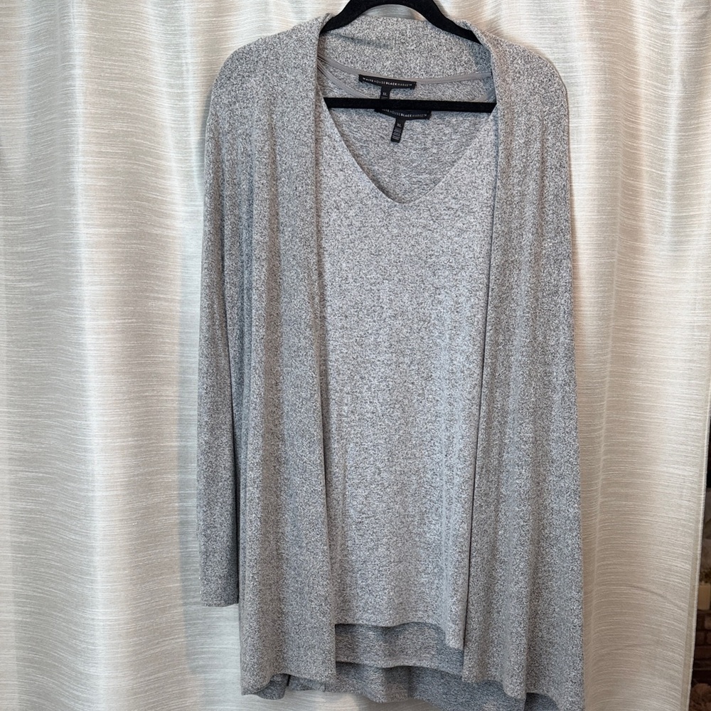 White House Black Market Light Gray V-Neck Sweater
